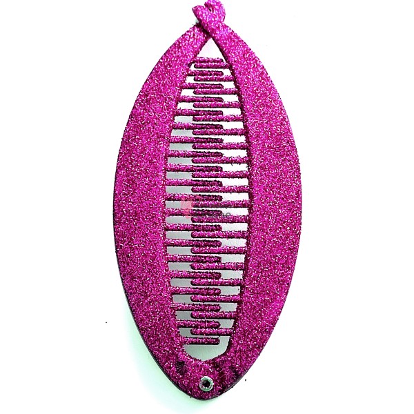 Accesoriu tip banana pentru prins parul din plastic PZS001DD - Fuchsia cu sclipici